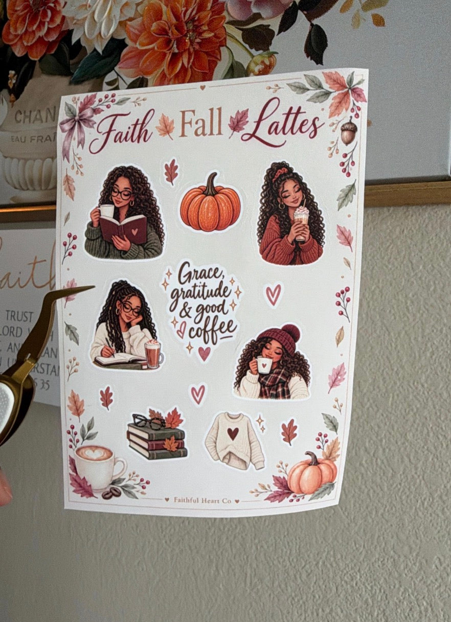 Faith, Fall & Lattes Planner Stickers: 2 Sheet Collection