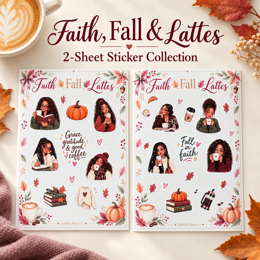 Faith, Fall & Lattes Planner Stickers: 2 Sheet Collection
